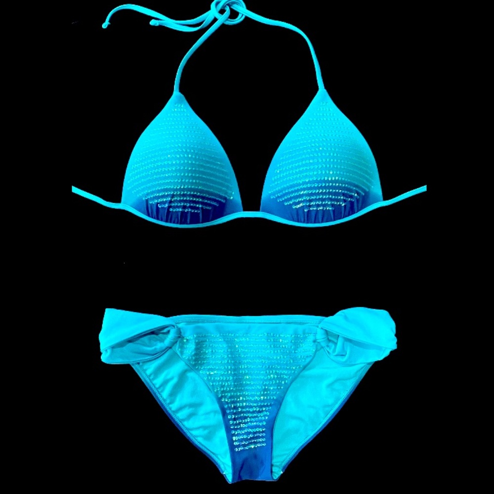 Blue Ombré Sequined Bikini Size Large